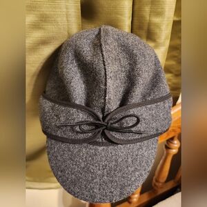 Gray Wool Cap with Black Trim
